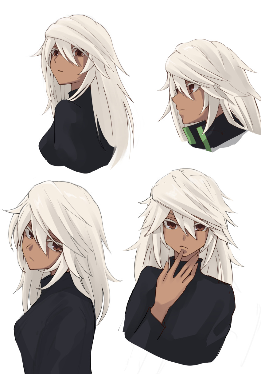 1girl, absurdres, breasts, brown_eyes, colored_eyelashes, dark-skinned_female, dark_skin, execneet