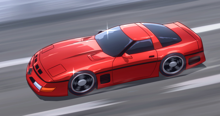 car, chevrolet, chevrolet_corvette, chevrolet_corvette_c4, from_above, glint, kai55, motion_blur, motor_vehicle, no_humans, original, shadow, sports_car, vehicle_focus