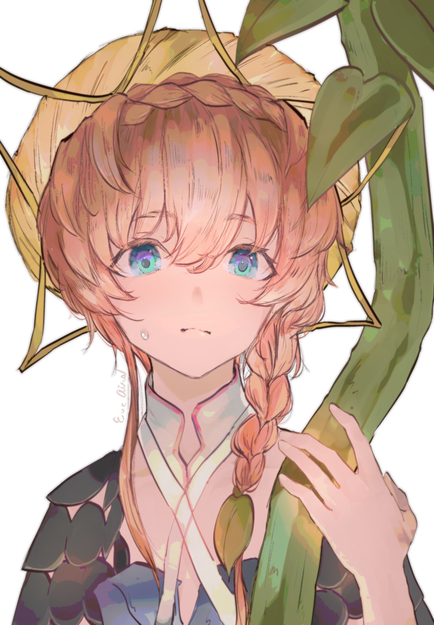 1girl, absurdres, blue_eyes, braid, commentary_request, crown_braid, e_ixion, expressionless