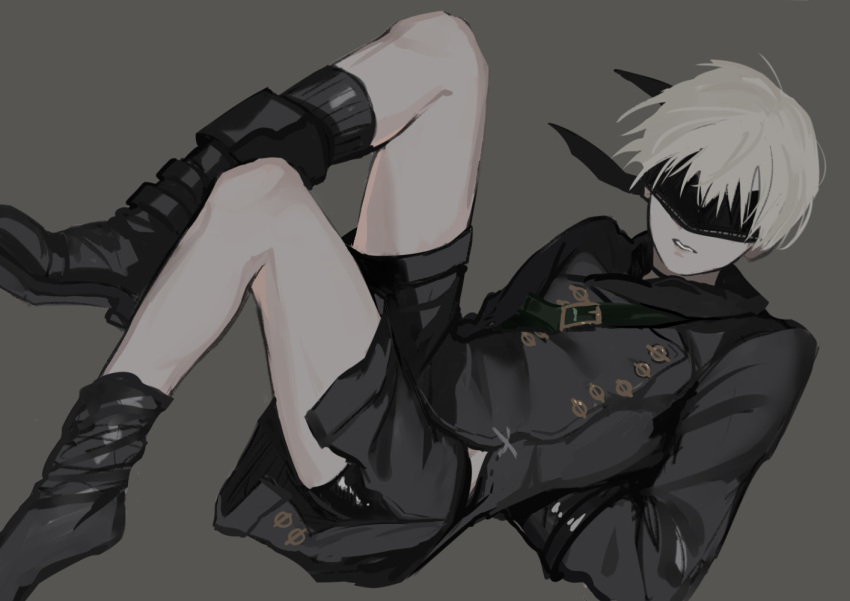 1boy, bishounen, black_blindfold, black_coat, blindfold, coat, full_body, hineshika