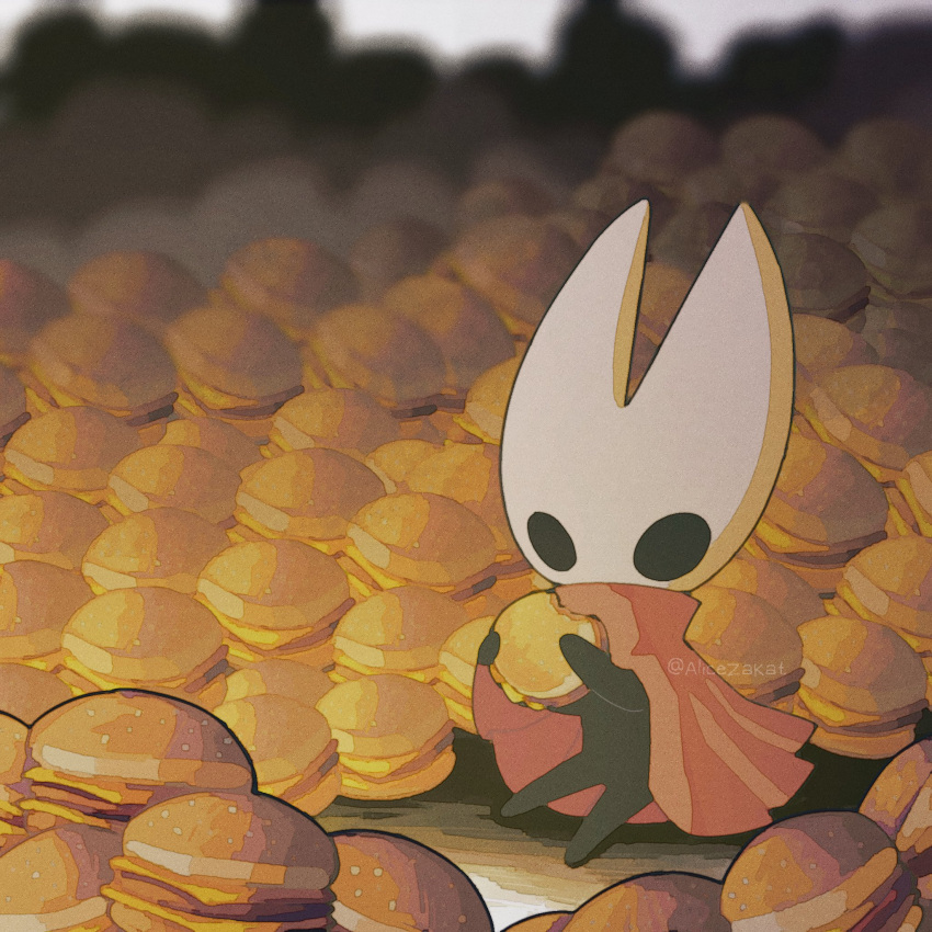 1girl, alicezakat, arthropod_girl, artist_name, black_eyes, blank_eyes, blurry, blurry_background