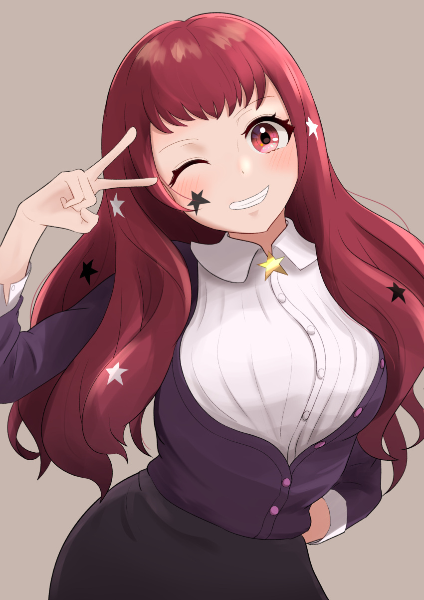 1girl, bad_dobbyyyyy, blush, facial_mark, fire_emblem, fire_emblem_engage, grin, hair_ornament
