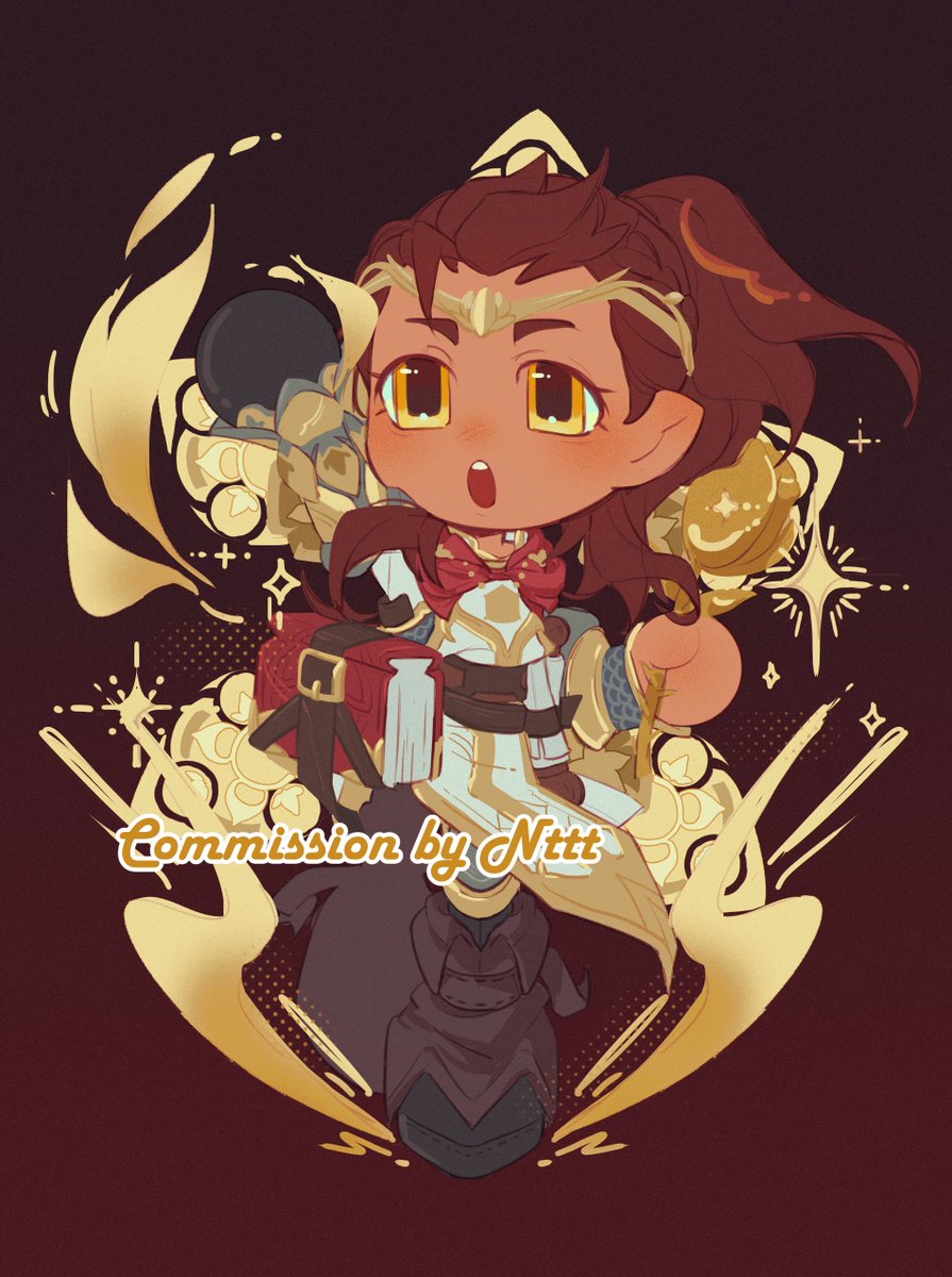 1boy, book, brown_background, brown_hair, cleric, cleric_lifeweaver, commission, dark-skinned_male, dark_skin, english_commentary, english_text, highres, holding, lifeweaver_(overwatch), long_hair, male_focus, ngtramkarm, official_alternate_costume, open_mouth, overwatch, overwatch_2, simple_background, solo, yellow_eyes