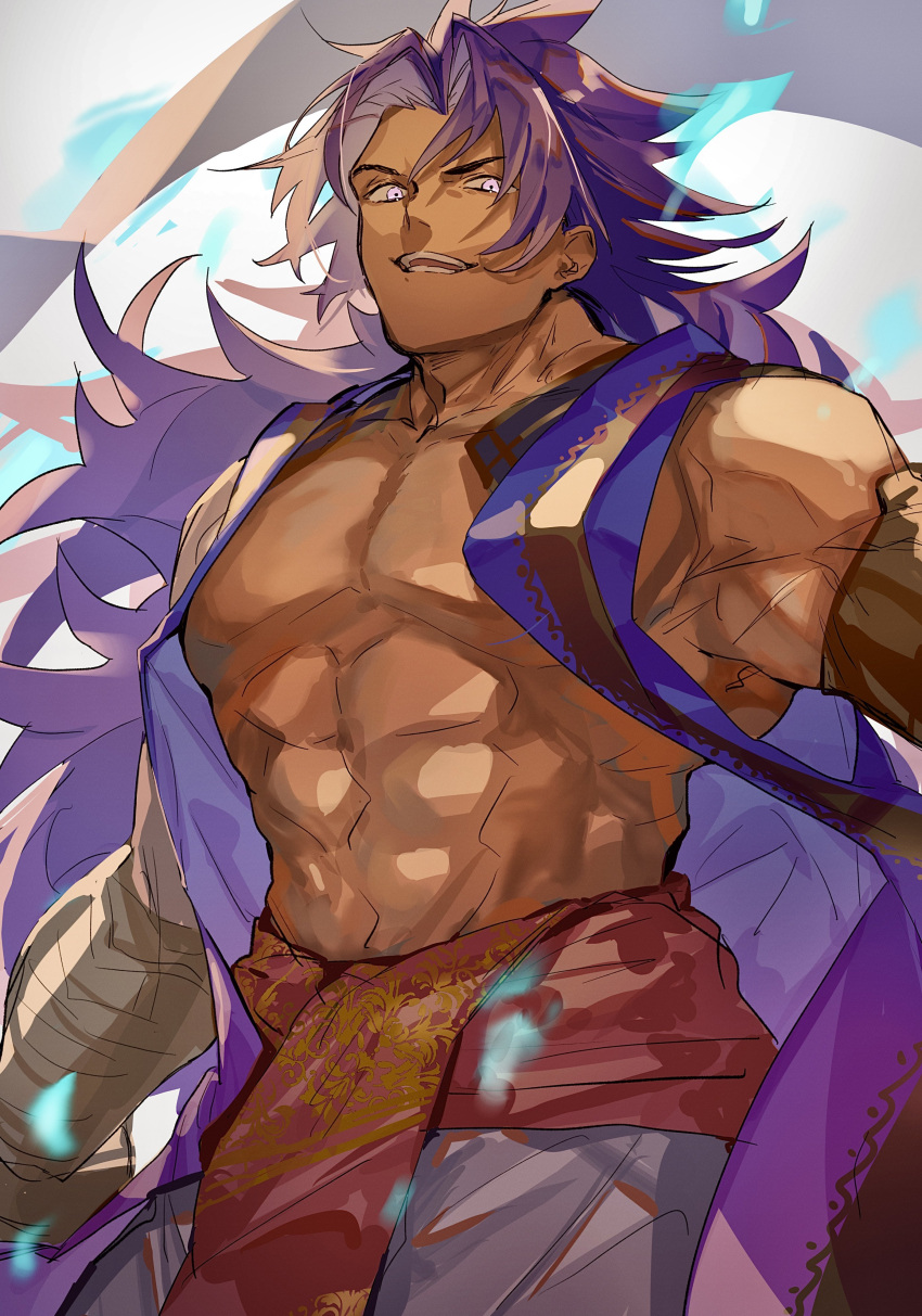 1boy, abs, absurdres, bare_pectorals, bhima_(fate), dark-skinned_male, dark_skin, fate/grand_order