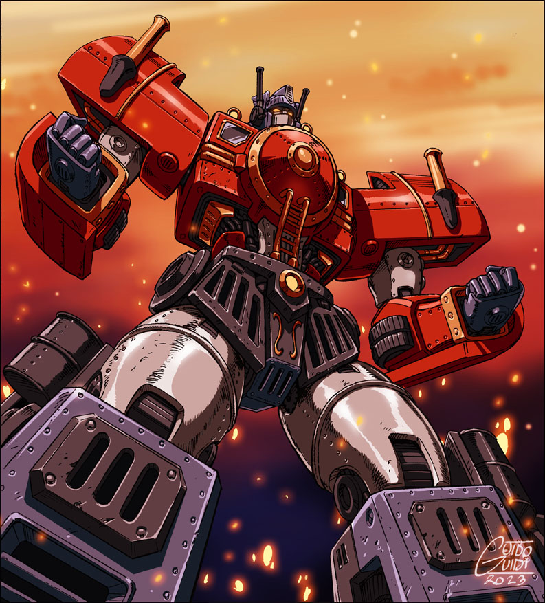 2023, artist_name, autobot, clenched_hands, embers, guido_guidi, looking_up, mecha