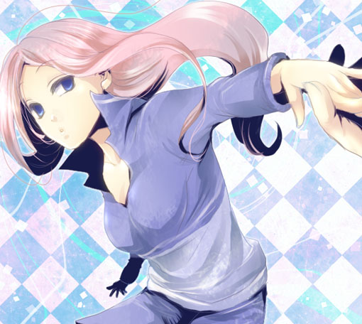 ayase_(hyoukyou), blue_eyes, empty_eyes, foreshortening, hands, long_hair, nino_(arakawa), outstretched_arm