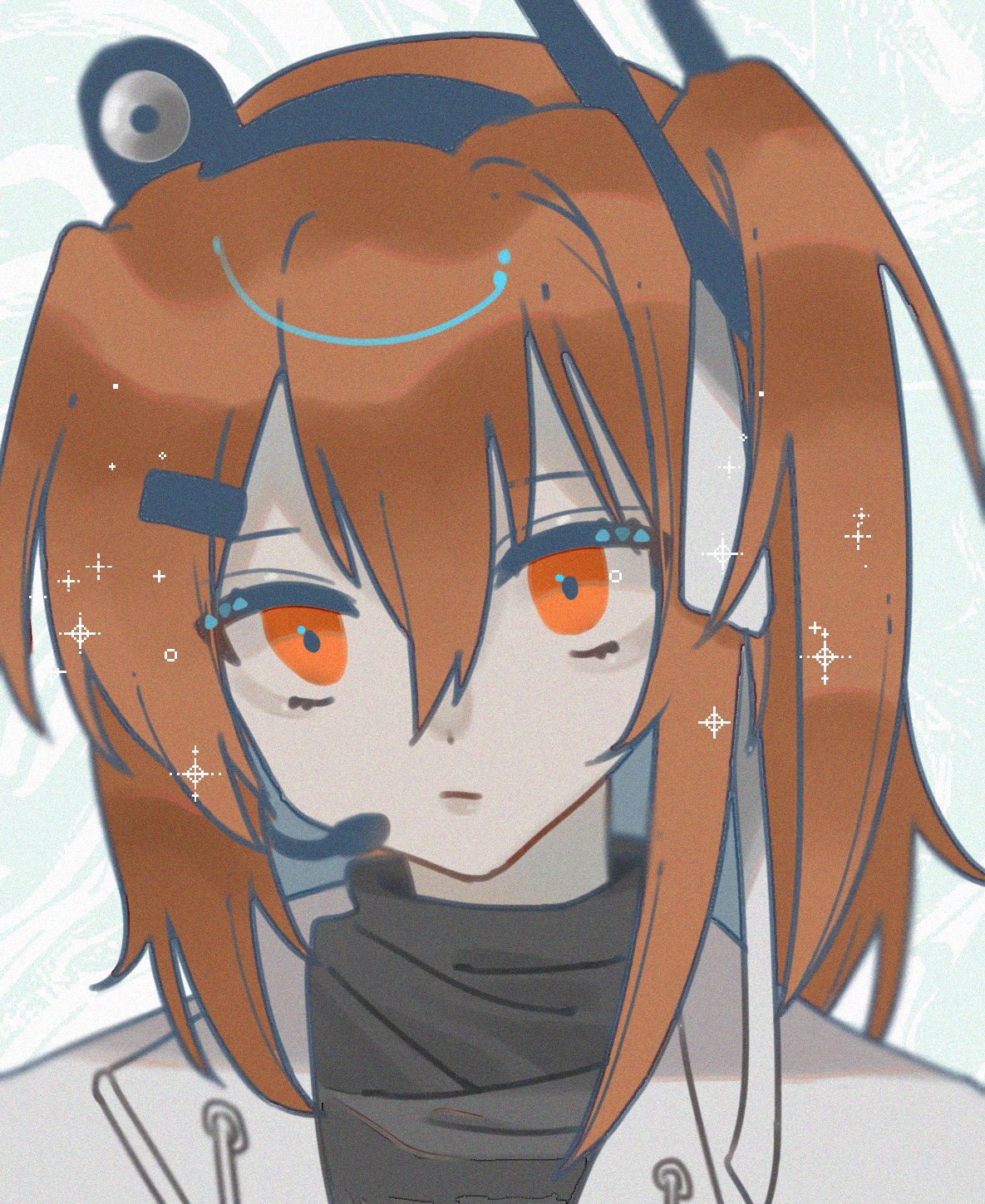 1girl, :/, a.i._voice, adachi_rei, black_shirt, blurry, depth_of_field, film_grain