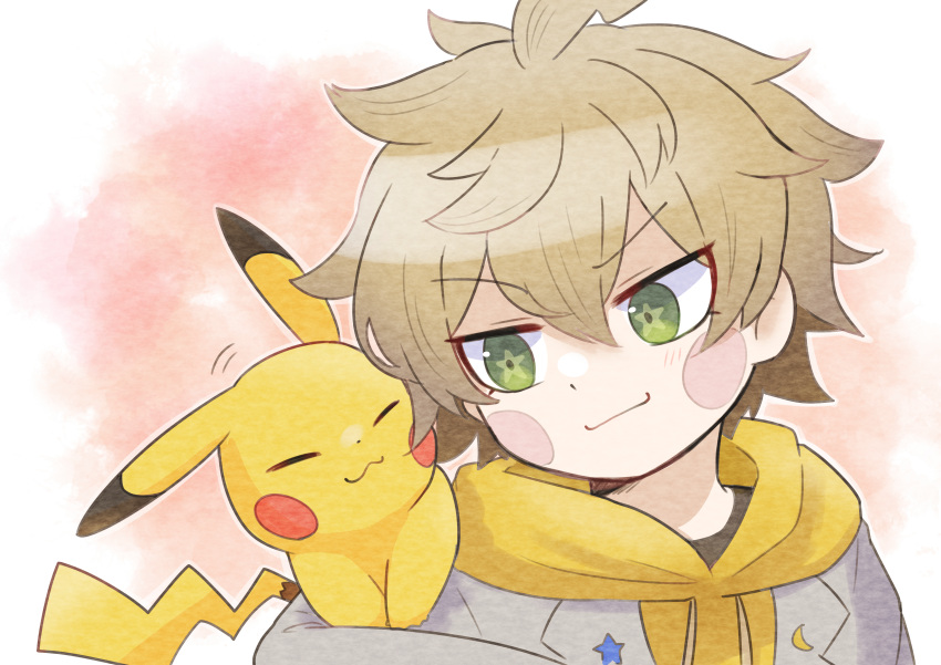 1boy, absurdres, blonde_hair, blush, closed_eyes, closed_mouth, commentary_request, crossover