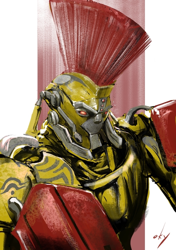 commentary_request, humanoid_robot, looking_at_viewer, mecha, midas_(real_steel), no_humans, okayu_(okayumainichi), real_steel