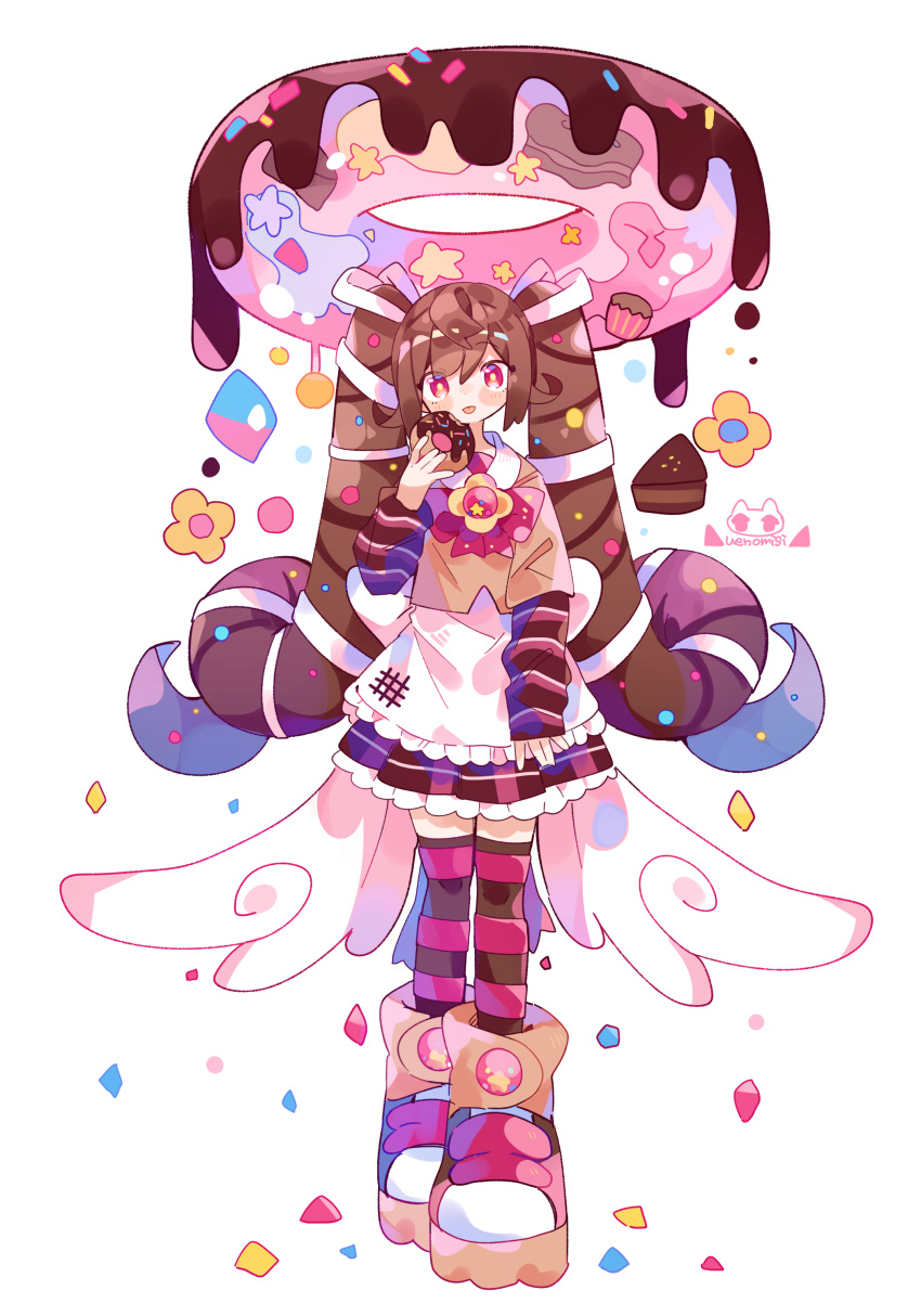 1girl, :p, absurdres, apron, artist_logo, artist_name, bitten, blush