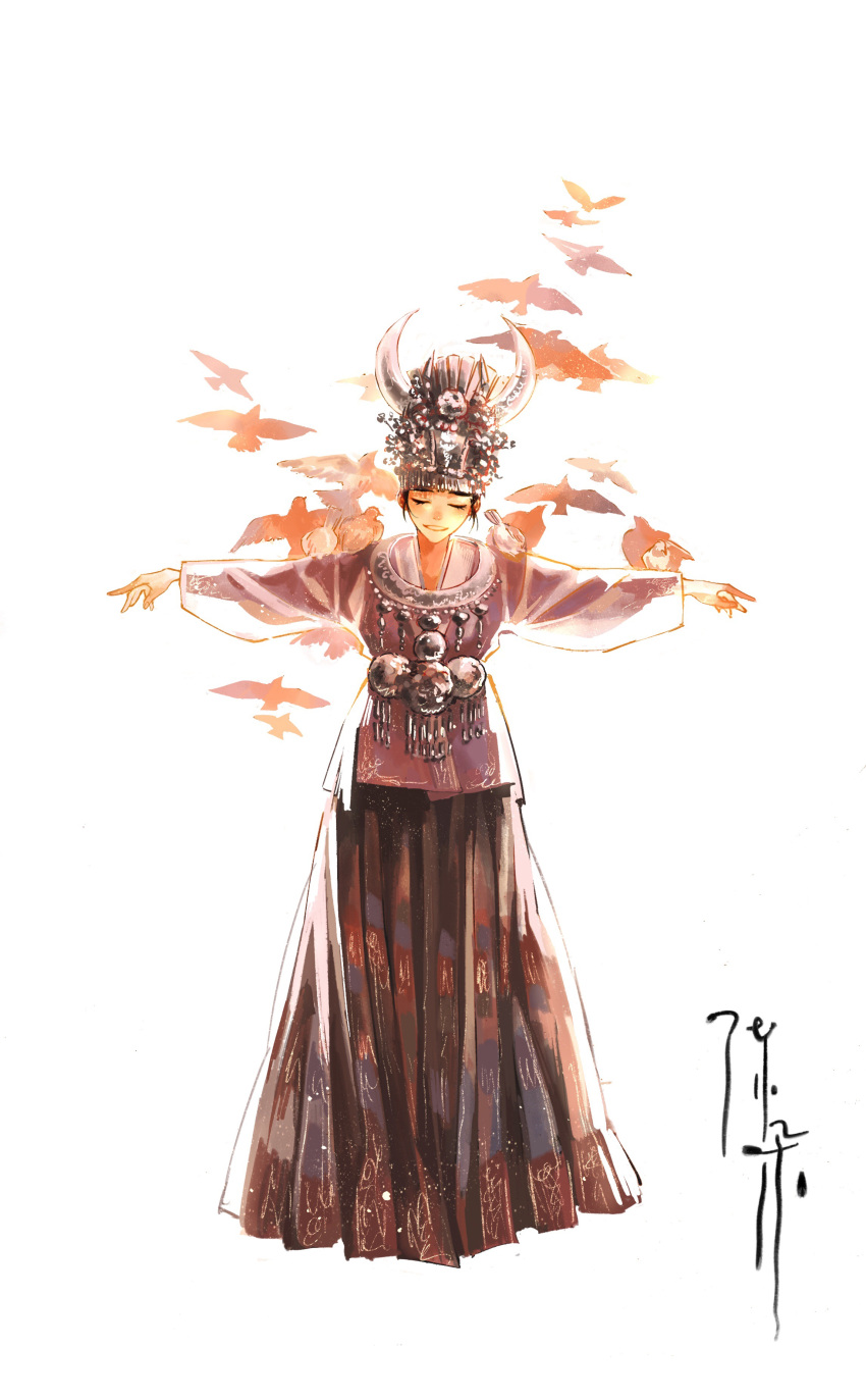 1girl, absurdres, animal, animal_on_arm, animal_on_shoulder, bird, bird_on_arm, bird_on_shoulder