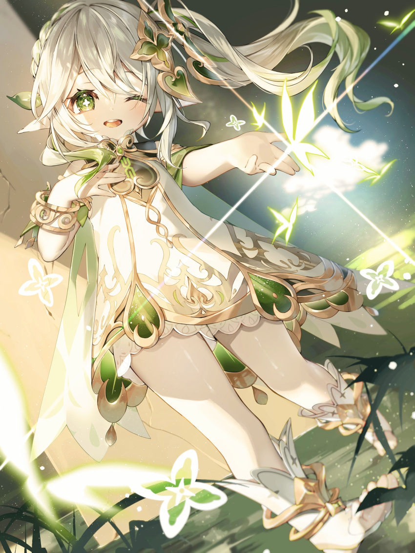 1girl, absurdres, bracelet, braid, child, cross-shaped_pupils, genshin_impact, gold_trim