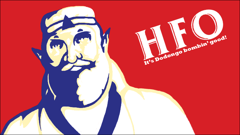 beard, colonel_sanders, high_contrast, kfc_(company), king_of_hyrule, parody, pointy_ears, simple_background, solo, text