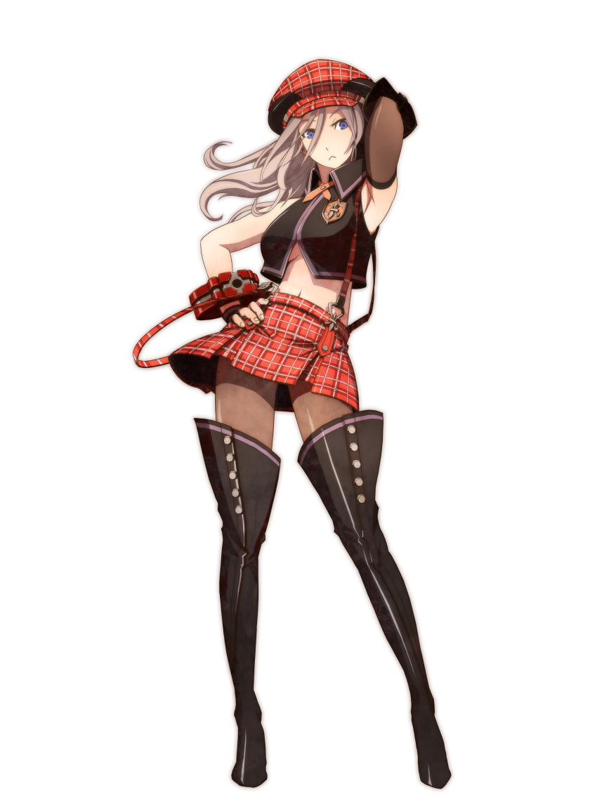 absurdres, alisa_ilinichina_amiella, arisa_iriinchina_amieera, blue_eyes, boots, breasts, brown_hair, cabbie_hat