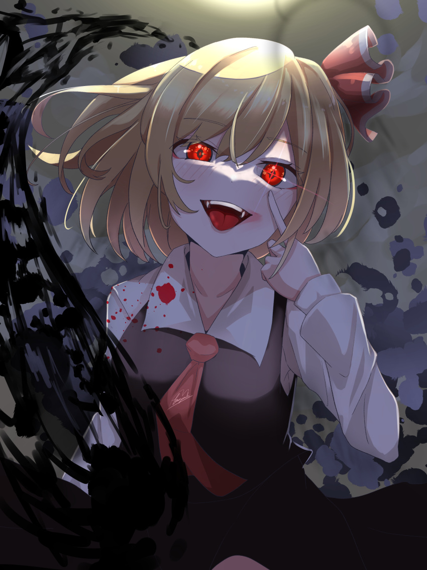 1girl, absurdres, ascot, benjamin_1kt, black_skirt, black_vest, blonde_hair, blush