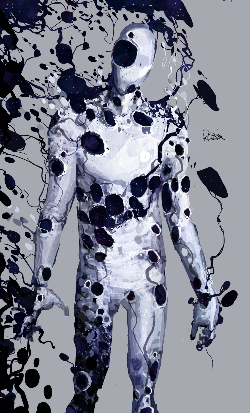 1boy, absurdres, colored_skin, faceless, highres, looking_at_viewer, marvel, rxzarx