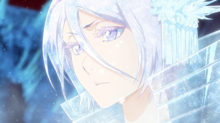 1girl, anime_screencap, bankai, bleach, bleach:_the_thousand-year_blood_war, hakka_no_togame_(bankai), highres, ice, kuchiki_rukia, non-web_source, pierrot, screenshot, white_hair