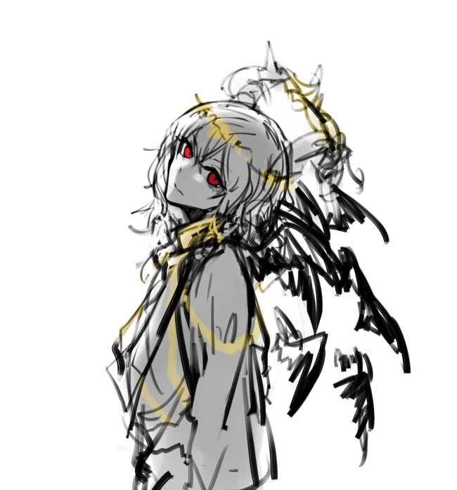 1boy, black_wings, closed_mouth, crown_of_thorns, halo, head_tilt, horns, jewelry