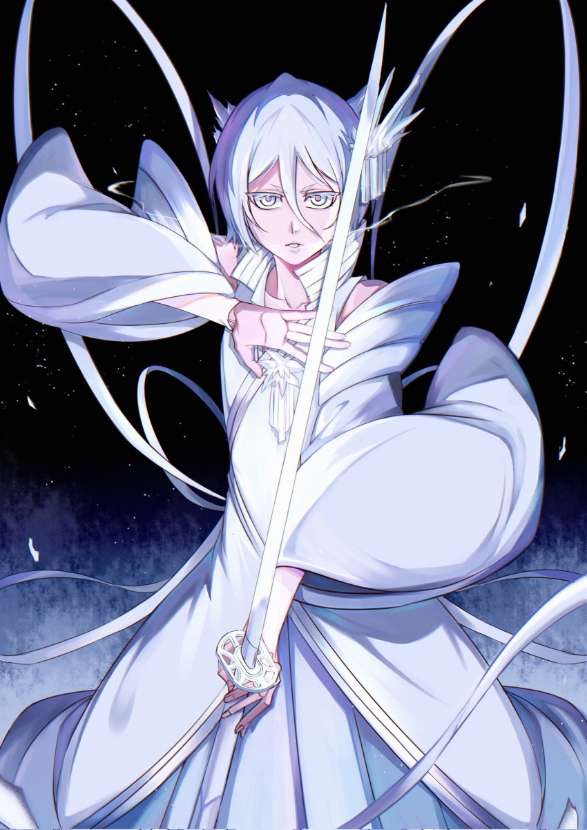 1girl, bankai, bleach, bleach:_the_thousand-year_blood_war, hair_ornament, hakka_no_togame_(bankai), highres, holding