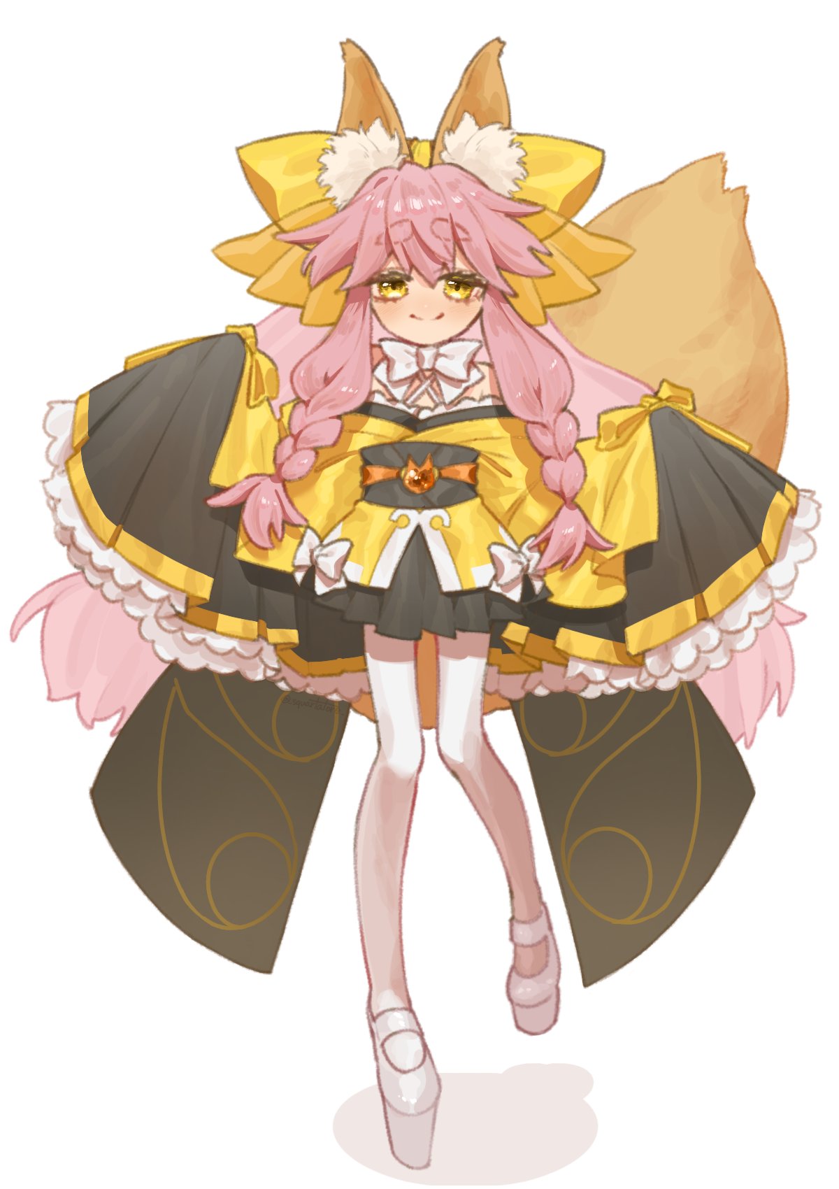 1girl, animal_ear_fluff, animal_ears, bare_shoulders, blush, bow, fate/samurai_remnant, fate_(series)