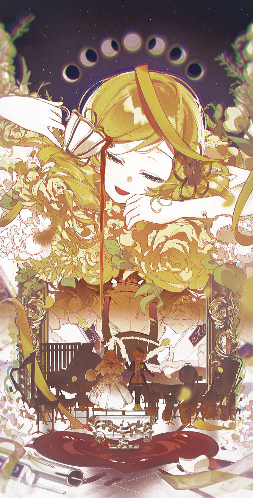 1girl, absurdres, ankle_boots, arms_at_sides, ascot, back, back_bow, back_focus