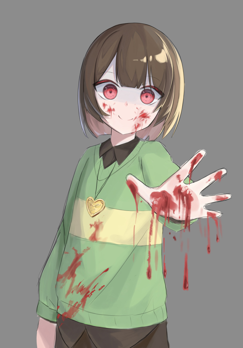1other, absurdres, androgynous, arm_at_side, black_pants, black_shirt, black_undershirt, blood