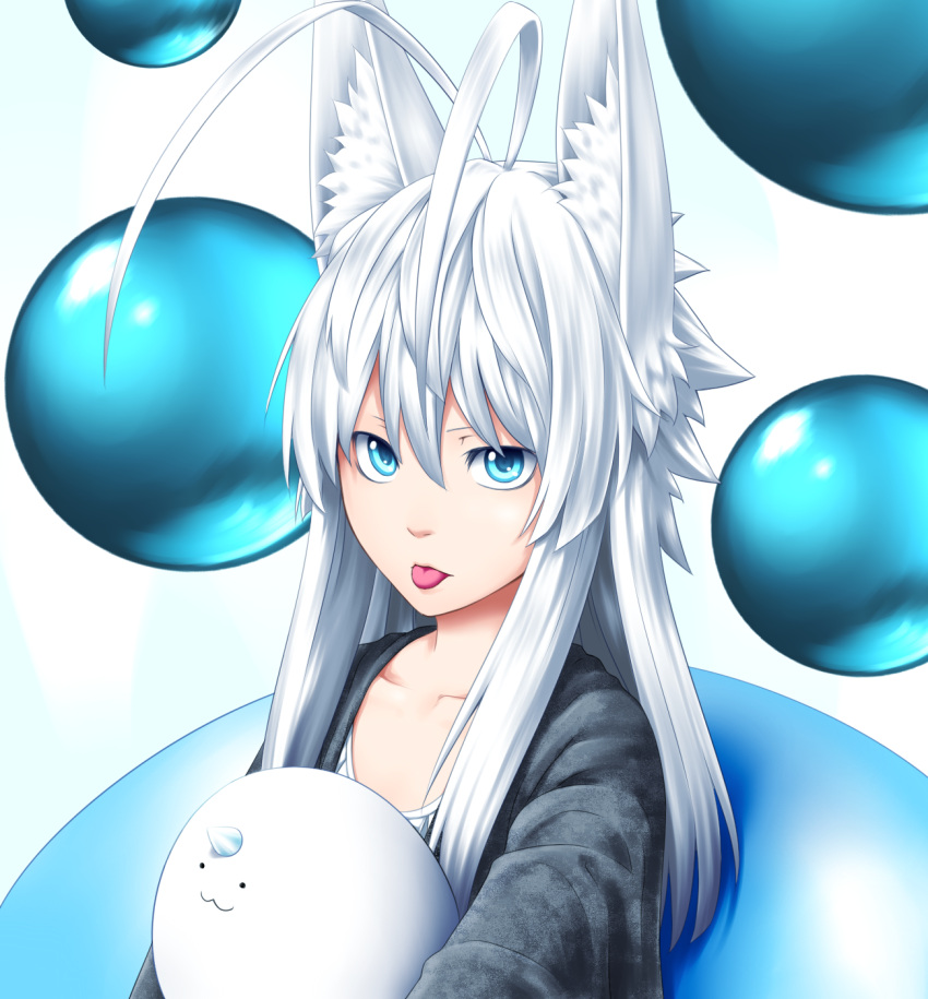:p, animal_ears, antenna_hair, blue_eyes, egg, highres, kenntairui, kentairui