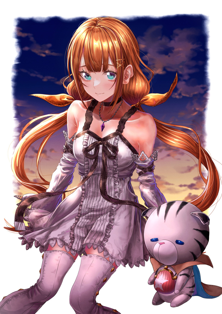 1girl, absurdres, animal_ears, arm_belt, armor, armpit_crease, bare_shoulders, black_choker