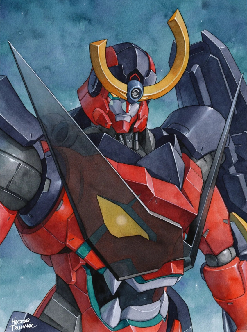 artist_name, frown, gurren-lagann, hector_trunnec, highres, mecha, no_humans, orange_eyes