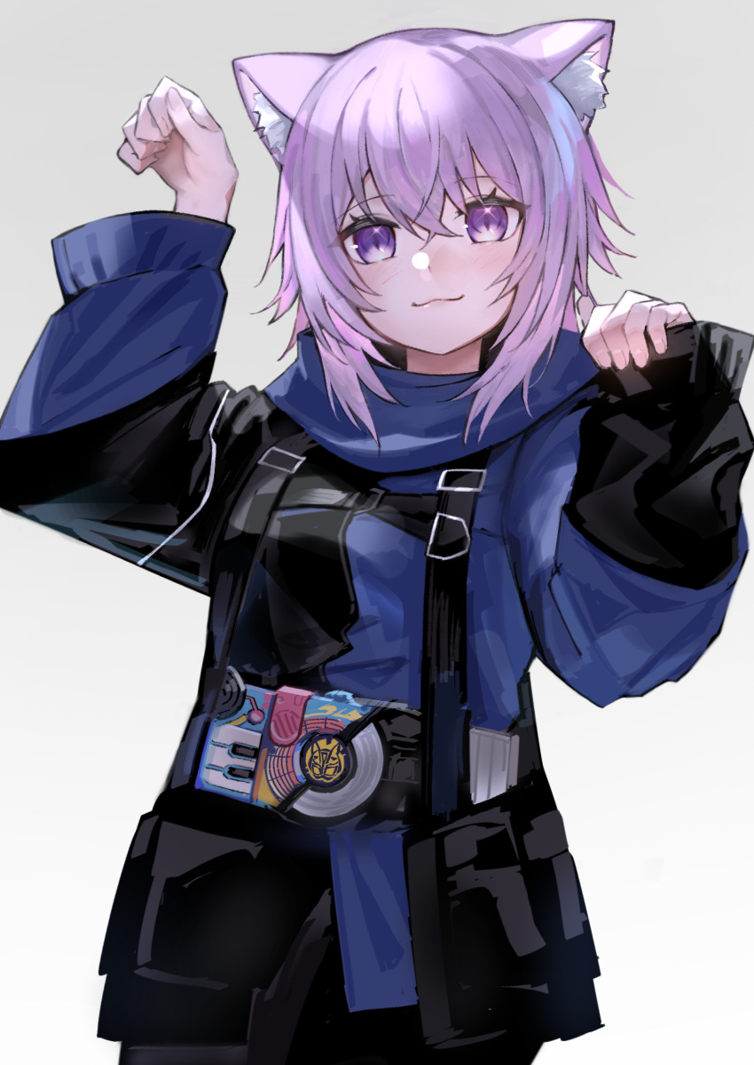 1girl, absurdres, animal_ear_fluff, animal_ears, beat_buckle, blush, breasts, cat_ears