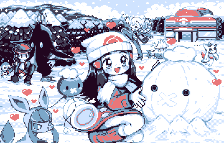 ..., 1girl, 2boys, bag, barry_(pokemon), beanie, beret, black_hair