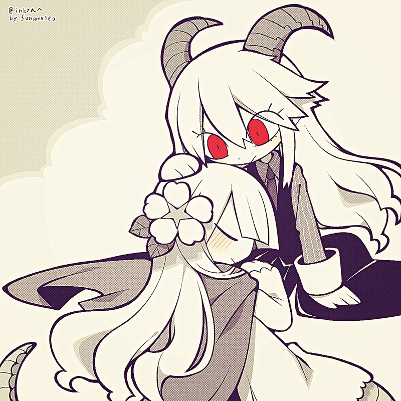 2girls, blush, closed_eyes, demon, demon_girl, demon_horns, demon_wings, dress