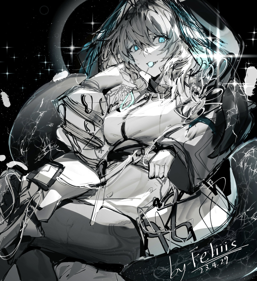 2023, absurdres, aqua_eyes, arknights, flvg2rhdsmdsjuv, highres, ho'olheyak_(arknights), snake_tail, tail
