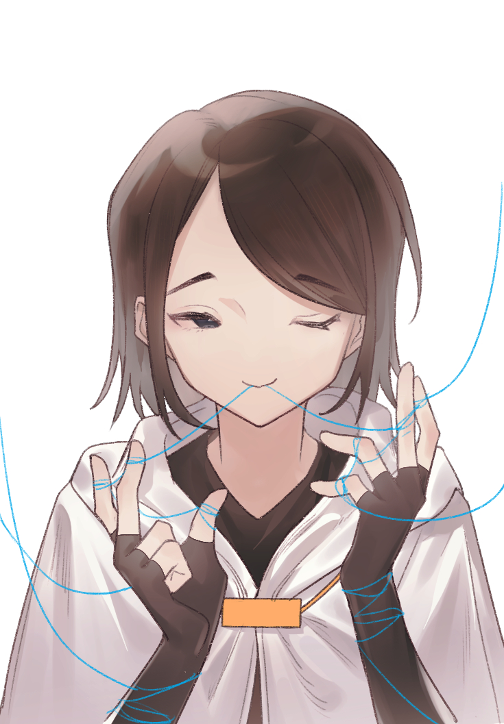 1girl, as-zero, black_dress, blue_eyes, brown_hair, cape, dress, library_of_ruina