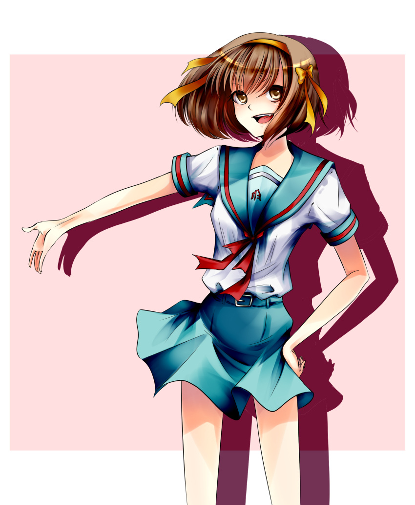 brown_eyes, brown_hair, hair_ribbon, hairband, highres, minipoyo, murasawa_kyara, ribbon