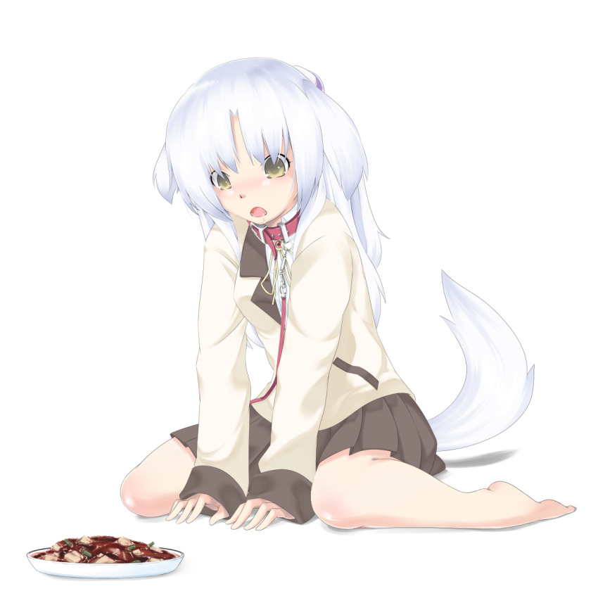 animal_ears, blazer, blue_hair, collar, dog_ears, dog_tail, hayagiri, highres
