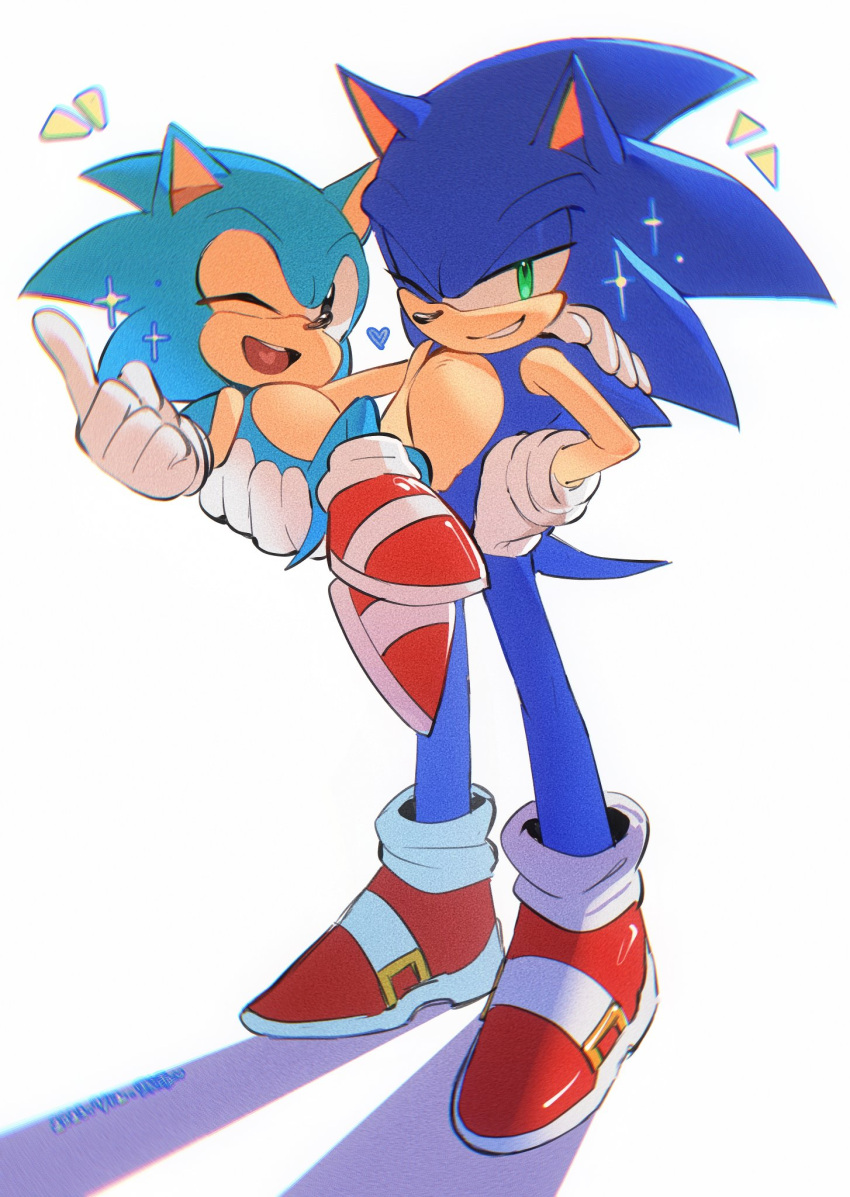 2boys, animal_ears, animal_nose, arm_up, artist_name, black_eyes, blue_fur, carrying