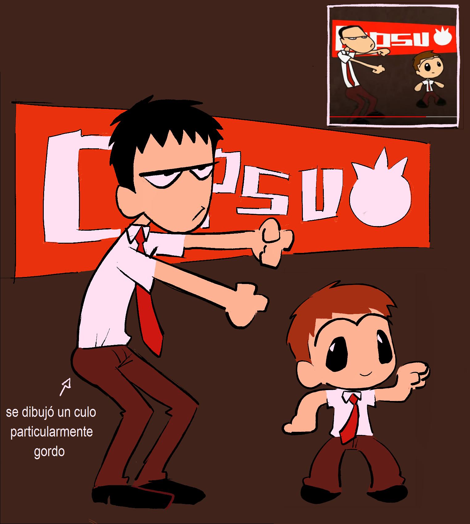 2boys, black_hair, brothers, brown_hair, chibi, dancing, don_makila, draculoid