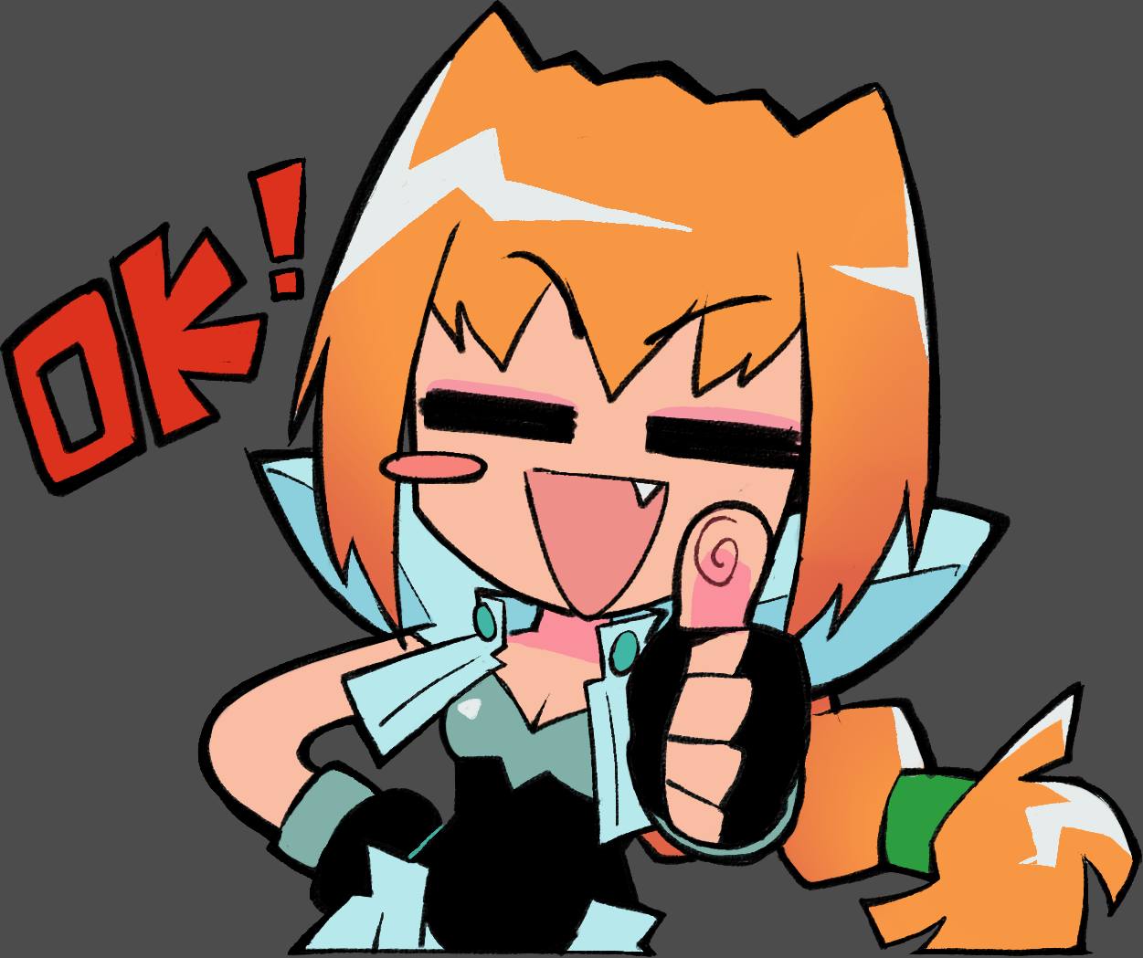 1girl, blush_stickers, braid, chibi, closed_eyes, draculoid, excel, excel_saga