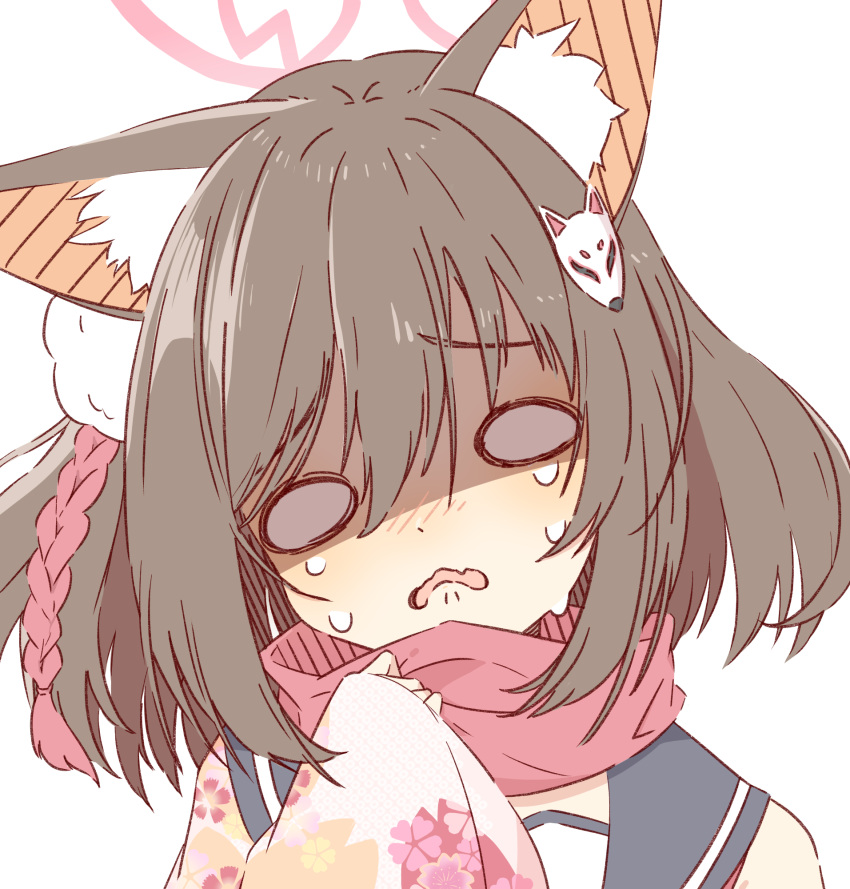 1girl, 2657314861, animal_ear_fluff, animal_ears, blue_archive, blush, brown_hair, commentary_request