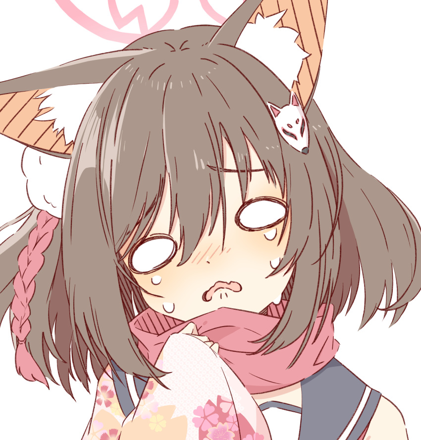 1girl, 2657314861, animal_ear_fluff, animal_ears, blue_archive, blush, brown_hair, commentary_request