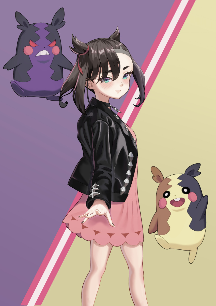 1girl, absurdres, asymmetrical_bangs, black_choker, black_jacket, black_nails, blush, choker