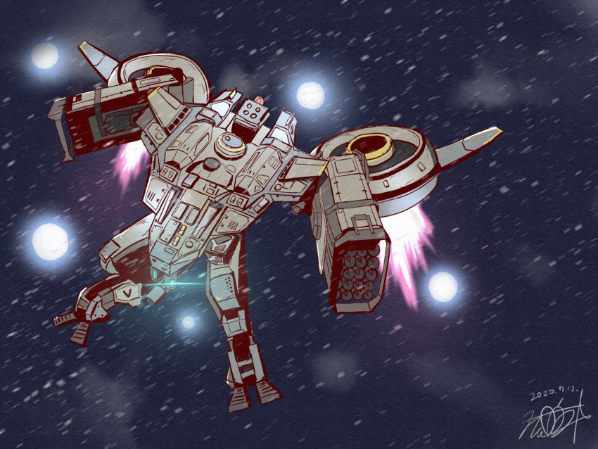 battle_of_titans, glowing, hozukikasumi, mecha, multishot_rocket_launcher, robot, rocket_launcher, signature
