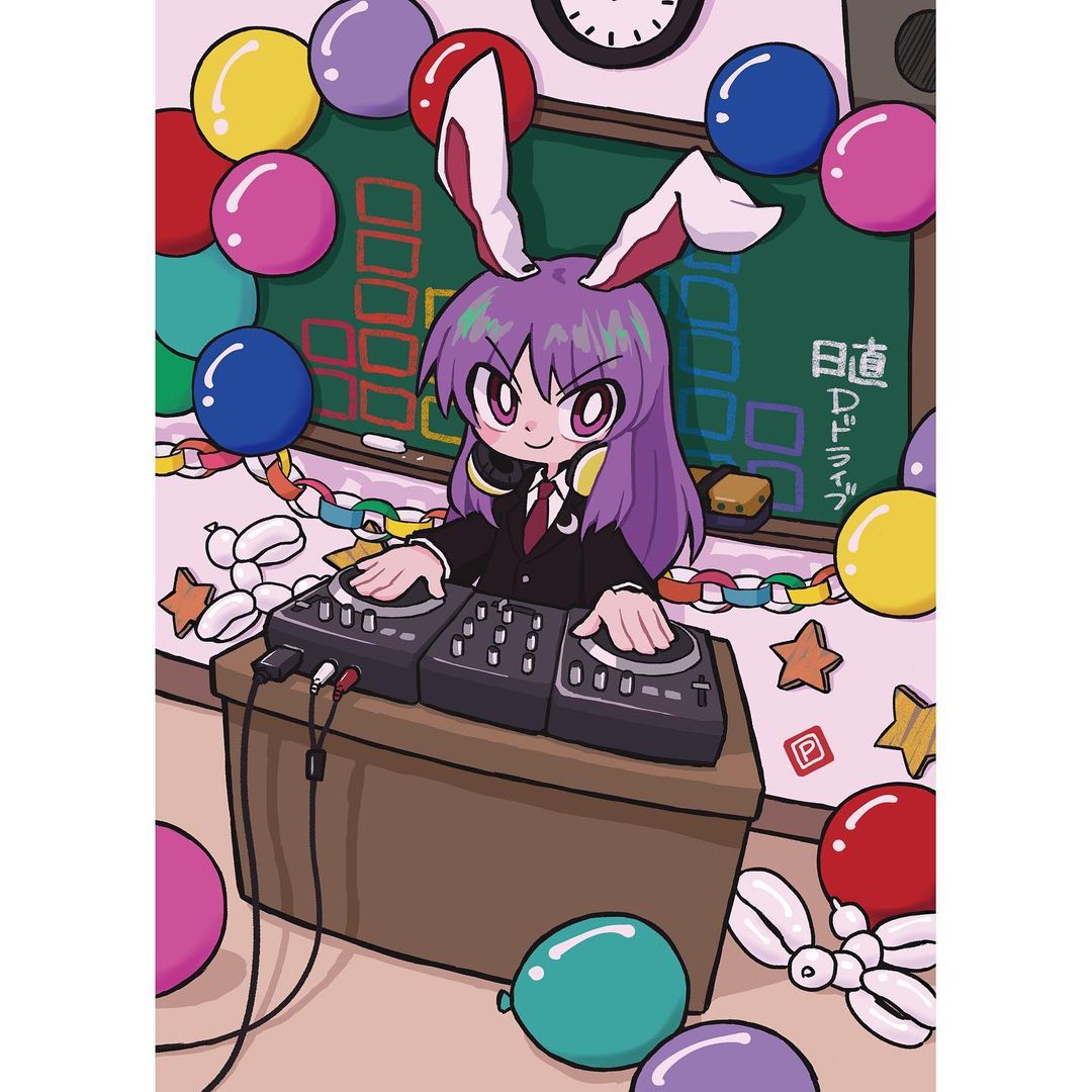 1girl, animal_ears, balloon, black_jacket, blazer, board_eraser, buttons, chalk