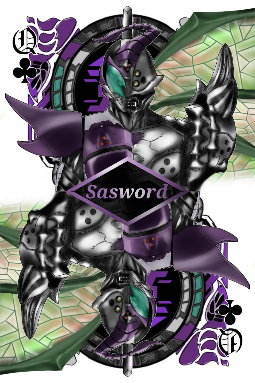 character_name, colored_skin, dual_persona, english_text, fangs, highres, kajillrecaller, kamen_rider