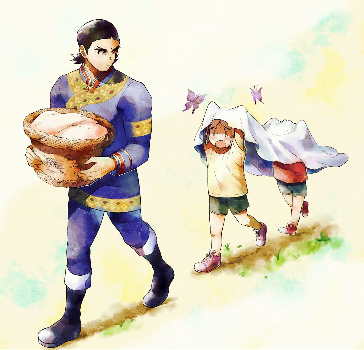 3boys, ace_attorney, aged_down, apollo_justice, asayosi_k, basket, black_footwear, black_hair