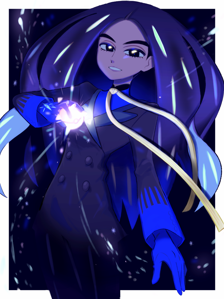 1girl, a_(poipiku_325815), black_eyes, black_hair, black_jacket, black_pants, blonde_hair, blue_gloves
