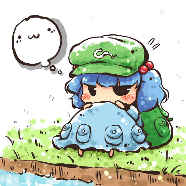 blush, chibi, kawashiro_nitori, kome_kuma, okome_(kome_kuma), squatting, touhou