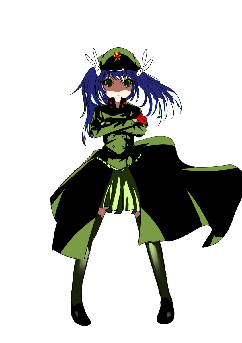 blue_hair, casvan, green_dam, highres, os, thigh-highs, thighhighs