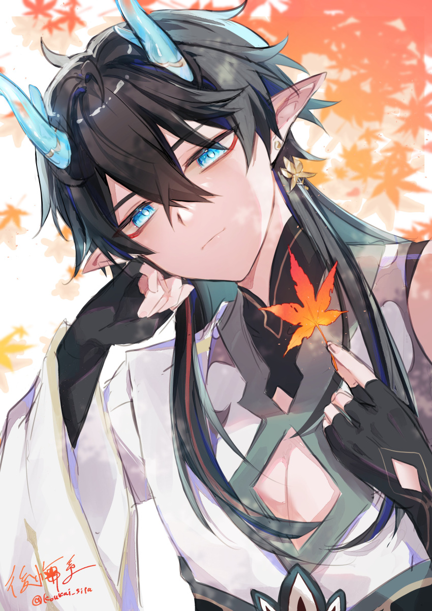 1boy, absurdres, black_hair, blue_eyes, chinese_clothes, closed_mouth, dan_heng_(honkai:_star_rail), dan_heng_(imbibitor_lunae)_(honkai:_star_rail)